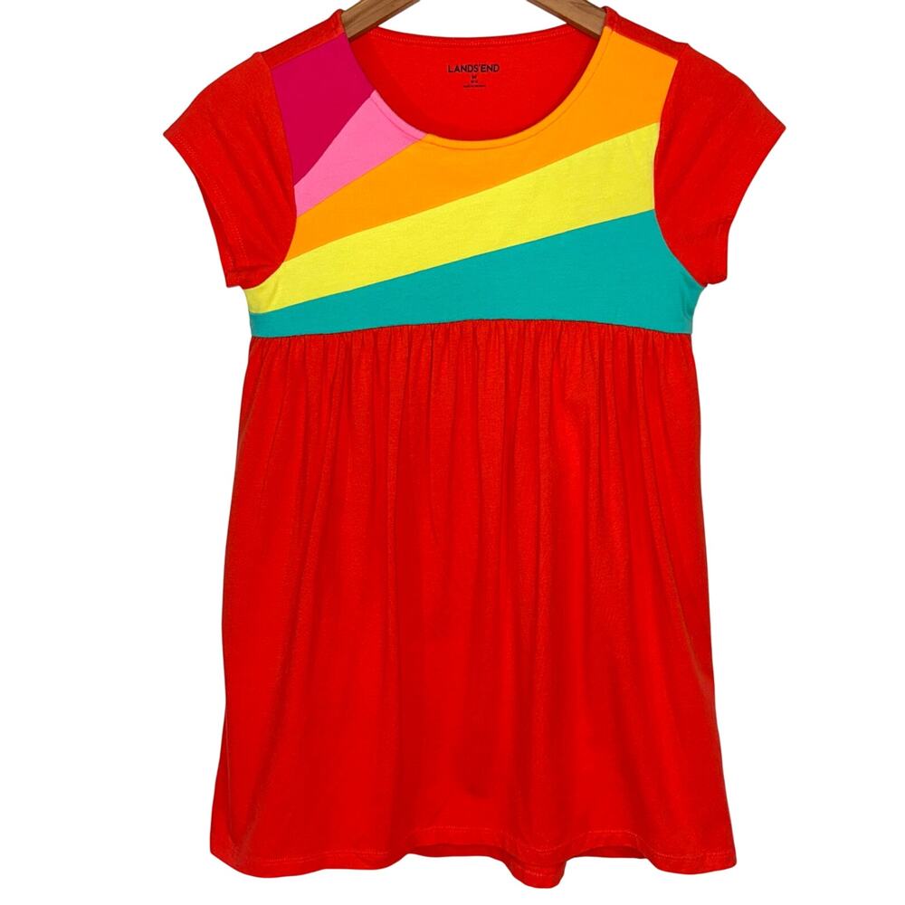 Lands’ End Girls Colorful Rainbow Dress Size Medium 10/12